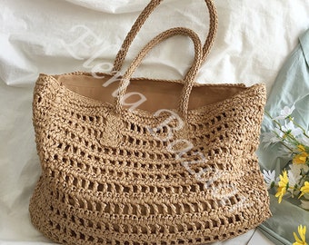 Women's Large Straw Weave Tote Bag, Large Woven Beach Bag, Large Beach Bag, Gift for Her, Women's Woven Bag, Straw Bag, Large Straw Tote Bag