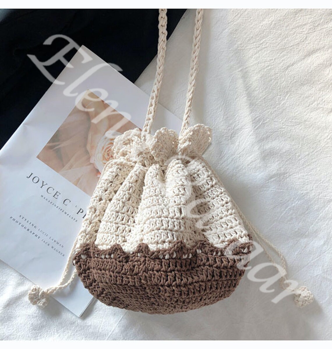 Retro Cotton Drawstring Shoulder Bag Hand Crochet Woven - Etsy