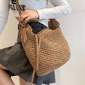 Women's Straw Crossbody Bag, Hand Woven, Fashion Casual Crossbody Bag ...