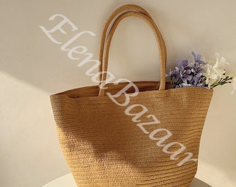 Women's Straw Weave Tote Bag, Hand Woven, Fashion Casual Bag, Gift for Her, Women's Woven Bag, Straw Bag