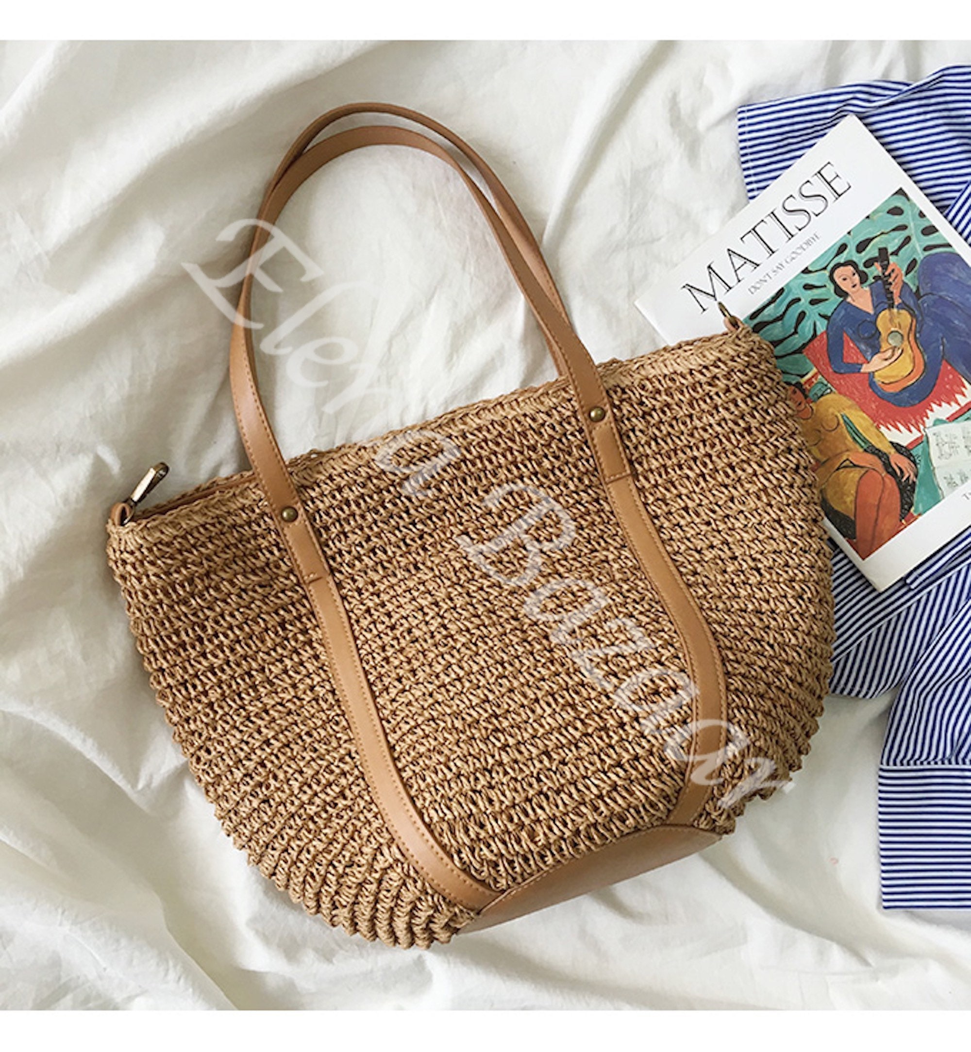 Women's Straw Weave Tote Bag Hand Woven Fashion Casual Etsy