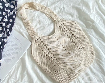 Handmade Crochet Shoulder Bag, Hand Woven, Fashion Casual Bag, Retro Knitted Shoulder Bag, Gift for Her, Women's Woven Bag, Crochet Bag