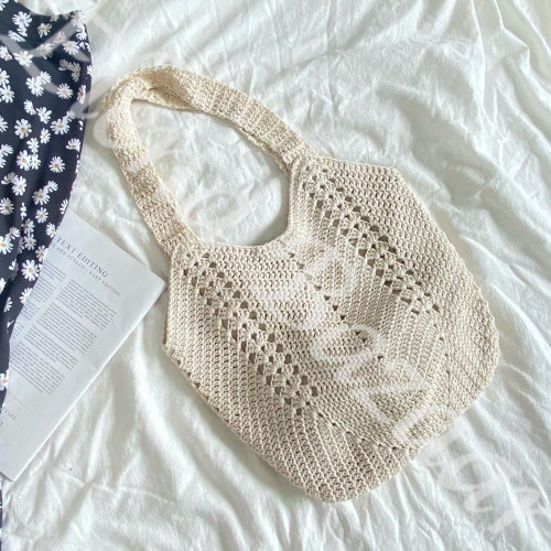 Retro Cotton Knitted Shoulder Bag Hand Woven Fashion Casual - Etsy