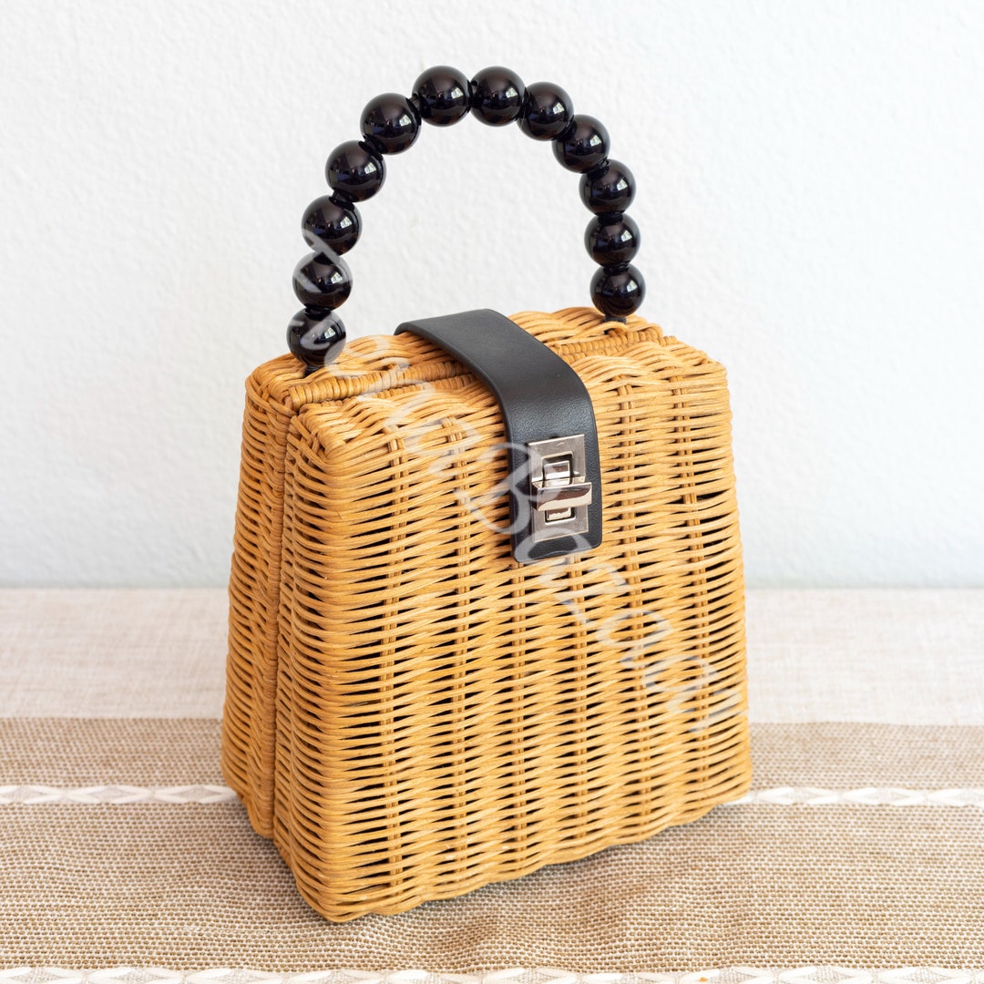 Women's Rattan Weave Tote Bag, Hand Woven Basket Bag, Fashion Casual