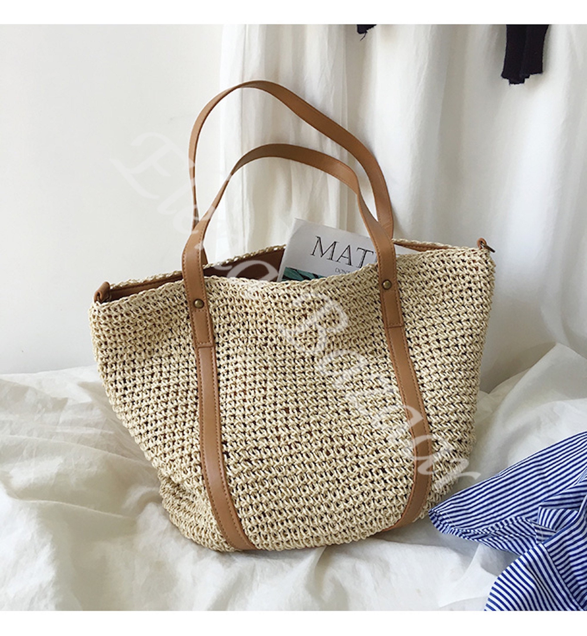 Women's Straw Weave Tote Bag Hand Woven Fashion Casual - Etsy