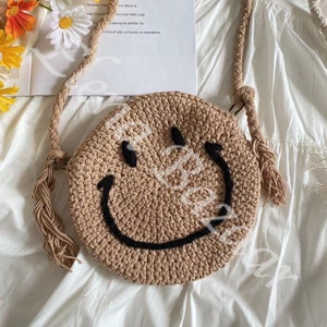 Cotton Knitted Smiley Face Bag Crossbody Bag Handmade - Etsy