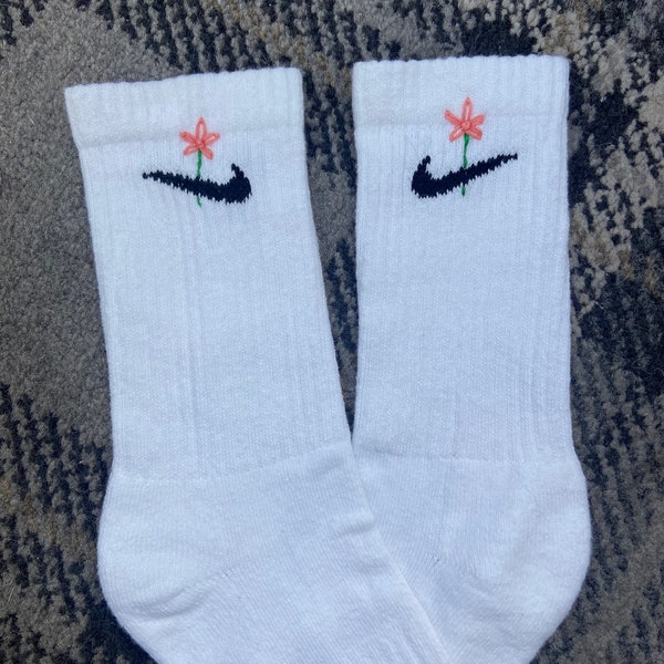 Authentic Nike socks with flower embroidery