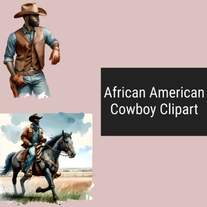 African American Cowboy Clipart, African American Cowboy PNG, Cowboy Clipart, Western Clipart, Black Cowboy Clipart, Horse Clipart
