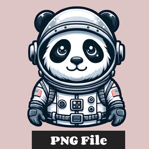Astronaut Panda Art Print | Whimsical Animal Illustration | Panda Clipart | Panda PNG | Printable Animal Art