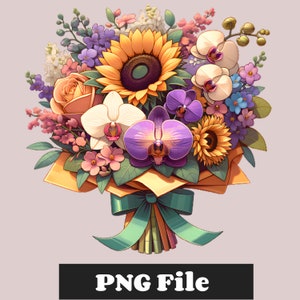 Bouquet of Flowers Clipart, Bouquet of Flowers PNG, Floral Clipart, Floral PNG, Flowers Clipart, Flowers PNG