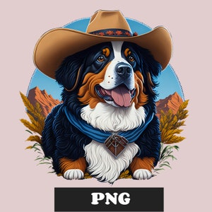 Berner Sennenhund in einem Cowboyhut Clipart, Berner Sennenhund PNG, Hund PNG, Hund Clipart, Berner Sennenhund Clipart,