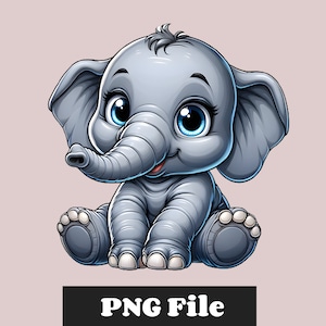 かわいい赤ちゃん象のクリップアート、赤ちゃん象の PNG、象のクリップアート、象の PNG、象の昇華、印刷可能な動物アート