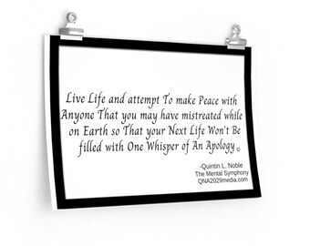 Live Life Quote Poster 12 × 18 By QLNoble
