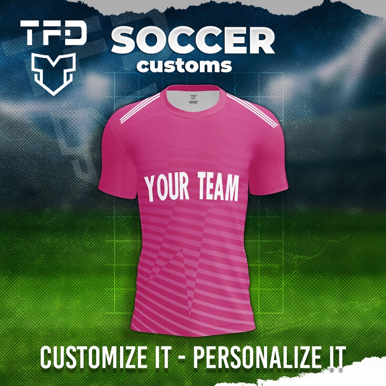 Custom Pink Soccer Jersey Custom Soccer Uniform Personalizable Name and