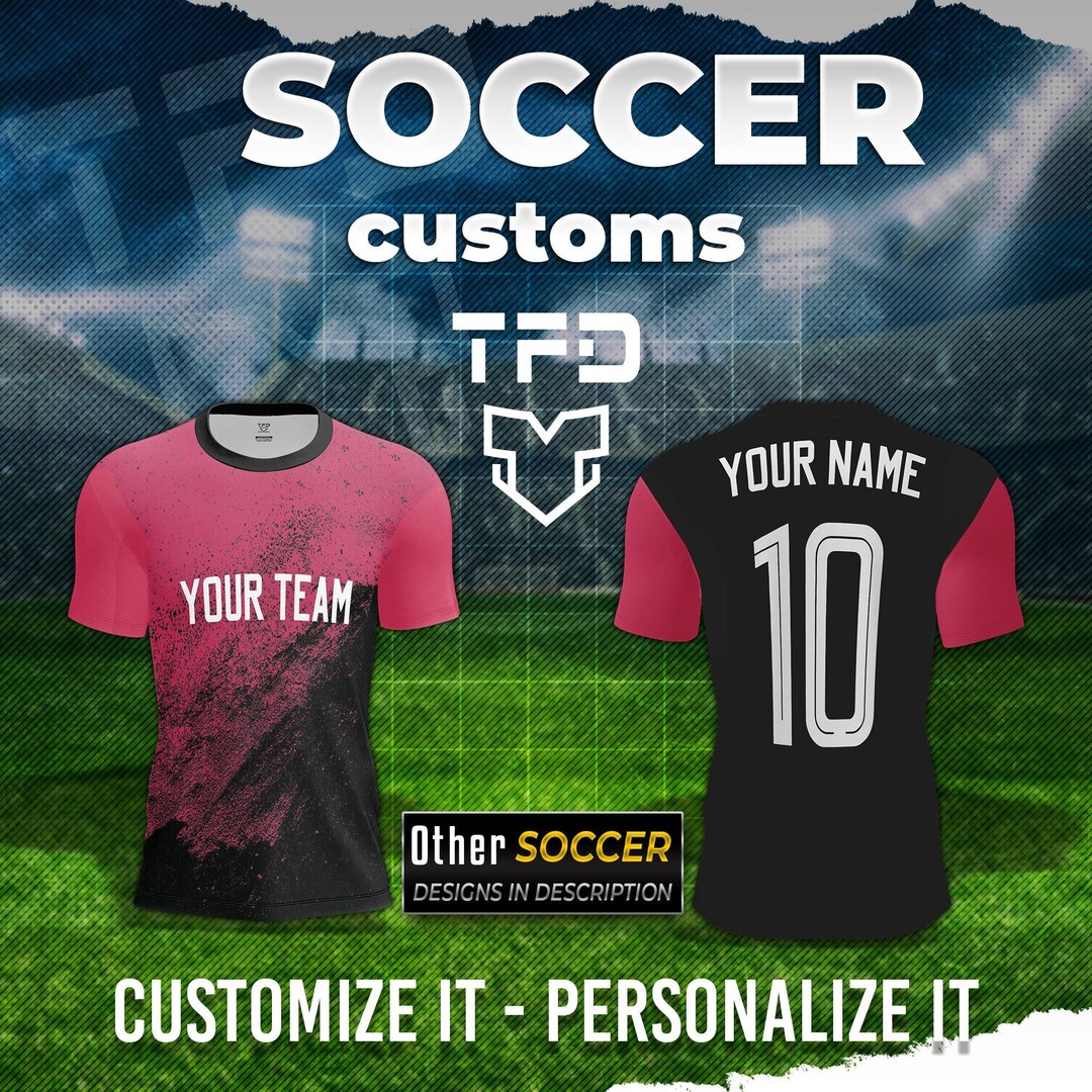 Custom Soccer Jersey Black & Pink Soccer Uniform With Custom Etsy
