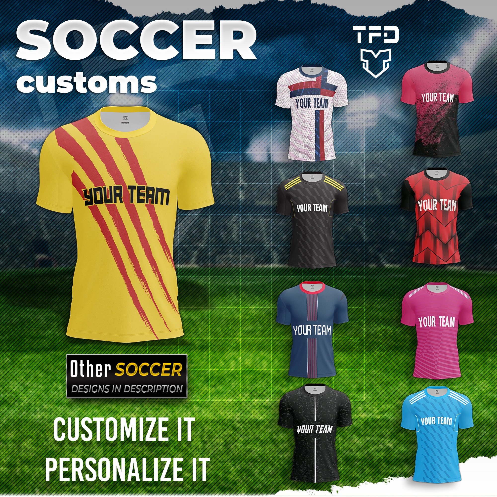 Custom Soccer Jersey Custom Soccer Shirt Customized Name and Numbers Etsy