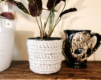 Plant Cozy, Plant Pot Cover, Crochet Plant Cover, Crochet Plant Sweater