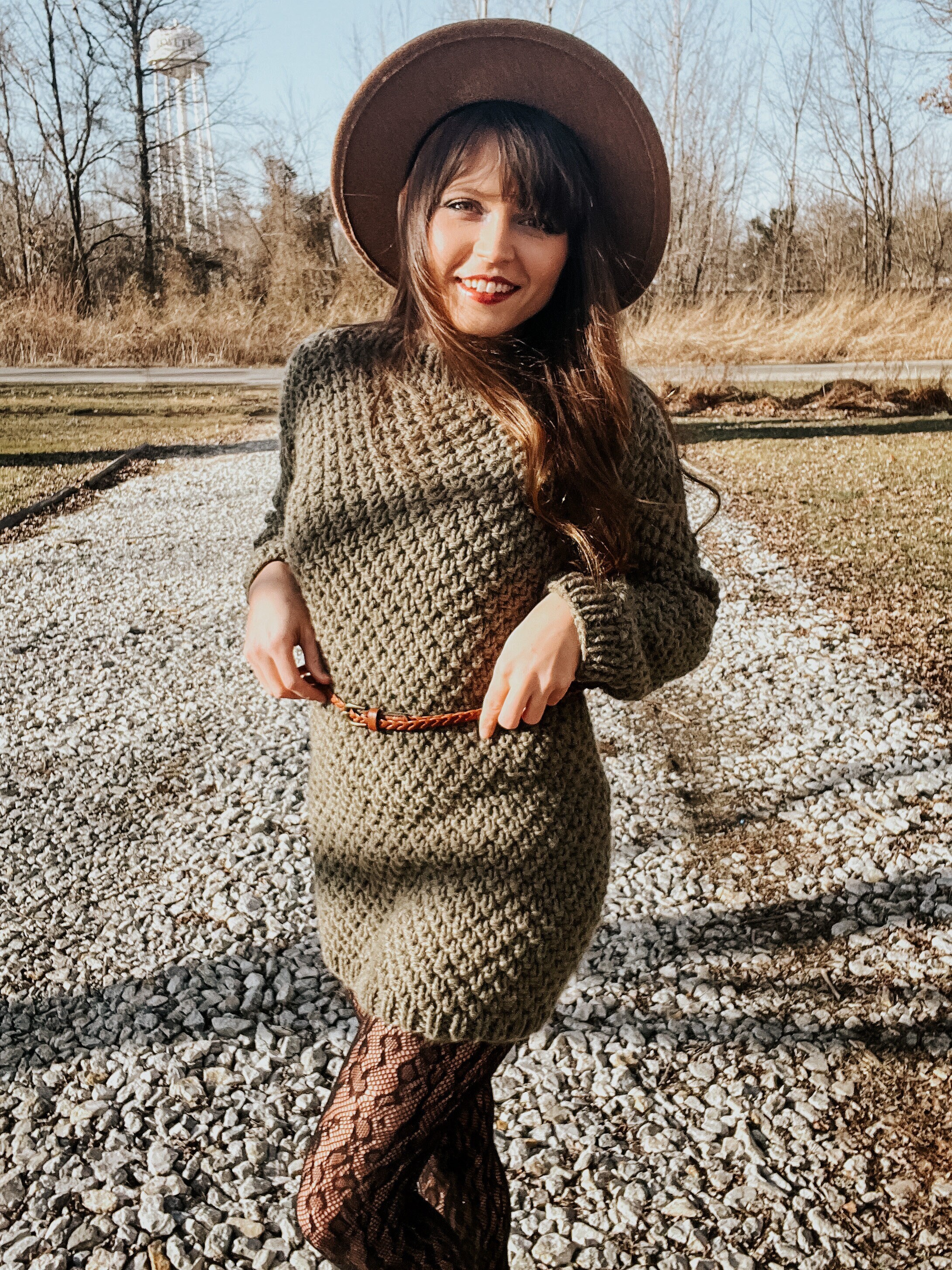 Knit Sweater Dress Pattern Lion Brand Yarn Hue and Me - Etsy