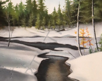 Scène d'hiver de la vallée de Waterville, New Hampshire (NH), impression d'art 11 x 14 pouces