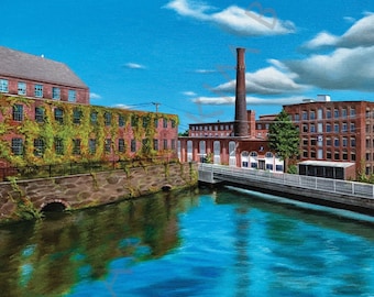 Canal 2nd Level, Holyoke, Massachusetts (MA), impression d'art 12 x 12 pouces