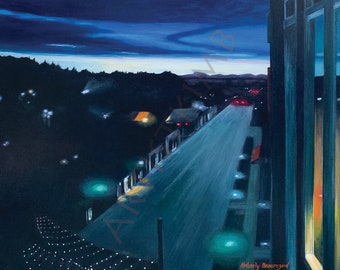 Scène de nuit dans l'État de Washington (WA), impression d'art 27 x 35 cm