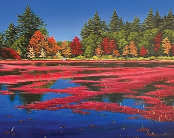 Récolte de canneberges, West Wareham, Massachusetts (MA), impression d'art 12 x 12 po