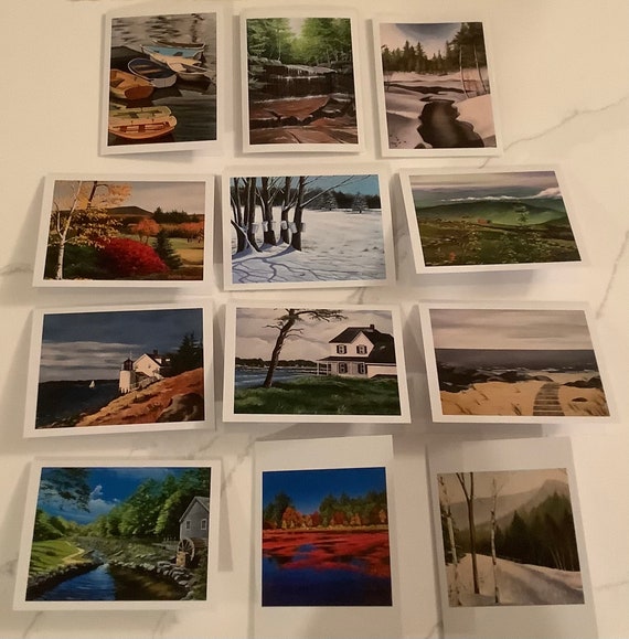 12 Pack All Occasion Cards:  Seasons of New England Paintings