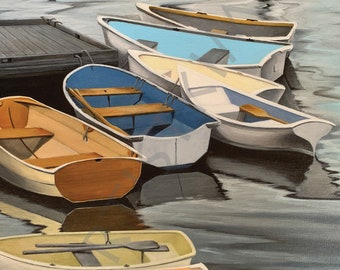 Colorful Rowboats in Maine (ME), 11” x 14” Fine Art Print