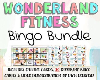 Wonderland Fitness Bingo Bundle L Kids Bingo L Brain Breaks for