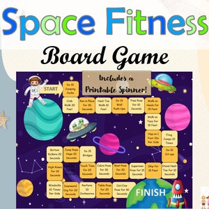 Jeu de société de remise en forme dans l'espace l Réflexions pour les enfants l Activités pour les enfants l Remise en forme amusante en famille l Version imprimable à téléchargement immédiat