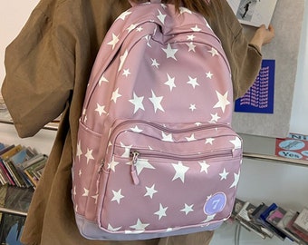 Korean backpack, Canvas backpack, Ita Backpack, Kawaii Backpack, Star Backpack, Cute Backpack, Student Backpack, College Backpack korean bag