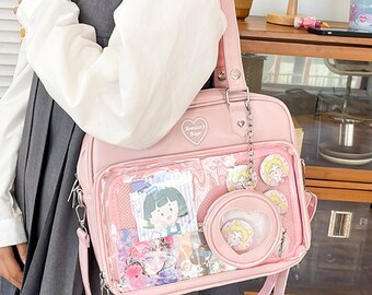 Korean bag, Ita Bag, Ita Tote Bag, Pin Bag, Kawaii tote bag, Cute Bag, Cute Tote Bag, Pink Ita Bag, Korean fashion, Anime Gift, Anime Bag