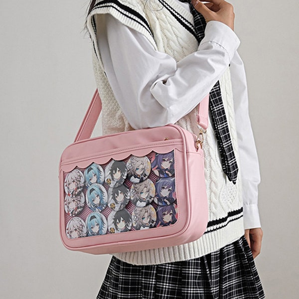 Korean bag, Ita Bag, ita shoulder bag,  Ita Tote Bag, Pin Bag, Kawaii tote bag, Cute Tote Bag, Korean fashion, kawaii shoulder bag Anime Bag