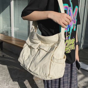Canvas Crossbody Bag, Messenger bag, Korean Fashion, Canvas Bag, Canvas Backpack, Solid Color Bag, Shoulder Bag, Sling Bag, School Bag, gift