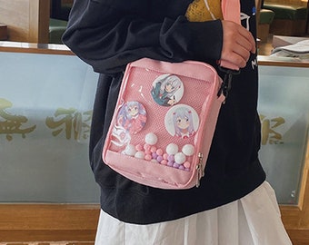 Small Ita Bag, Ita Shoulder Bag, Crossbody Ita Bag, Ita Bag, Pin Bag, Japanese Bag, Anime Crossbody Bag, Kawaii Bag, Ita Bag Crossbody, Ita