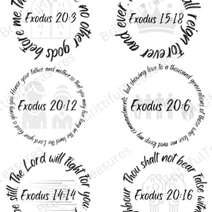 Pacchetto adesivi Exodus - PNG - JPG - SVG - Pdf - Download digitale - Varietà - Santo - Religioso - Versetto della Bibbia - Cristiano