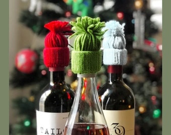 Bottle Hat - Spirits Cozy Hat - Mini Hat - Yarn Hat - Bottle Topper - Winter - Holiday - Gift