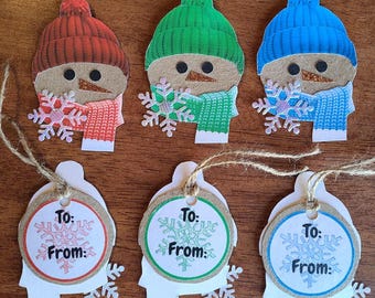 Snowman Christmas Tags - Set of 6 - Cute - Christmas - Winter - Gift - Pack - Snowflake