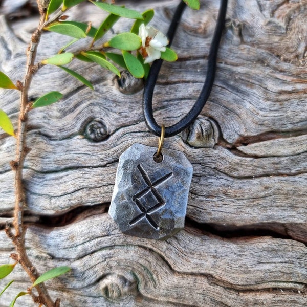 Blacksmith Handmade Steel Elder Futhark Viking Rune Pendant