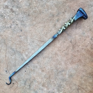 Blacksmith Handmade Rail spike forged steel BBQ Grill pigtail Meat Hook