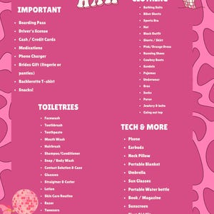 Printable Packing Checklist for Bachelorette, Packing List Essentials, Digital Checklist. Western Disco Desert Bachelorette Scottsdale