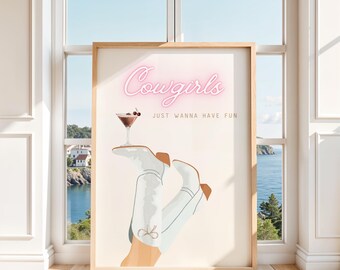 Coastal Cowgirl Martini Art Print | Western Cowgirl Boot (Digital Download)