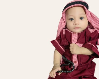 Muslim Baby Boy Thobe Set: Islamic Eid Outfit with Prayer Cap