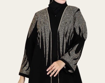 Black Abaya Embroidered for Women Muslim , Abaya Maxi Dress for Hajj and Umrah, Dubai Abaya for Eid Mubarak