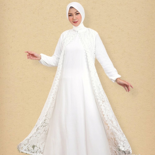 White Abaya Dubai for Women Muslim, Islamic Modest Abaya Dress for Hajj and Umrah, Big Abaya Maxi Dress for Eid Mubarak