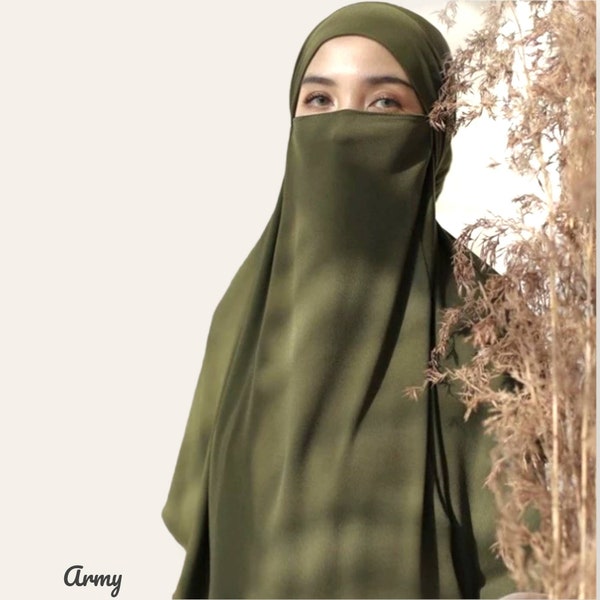 Instant Khimar and Niqab for Women Muslim, Long Jersey Hijab