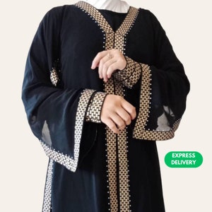 Lace Abaya for Women, Black Abaya Saudi for Pray, Abaya Dubai for Hajj and Umrah