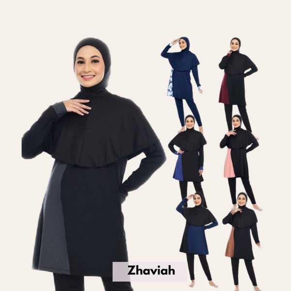 Muslim Women Swimsuit with Hijab Set, Islamic Swimwear for Women, Long Swimsuit Cover Up, Modest Burkini Beachwear