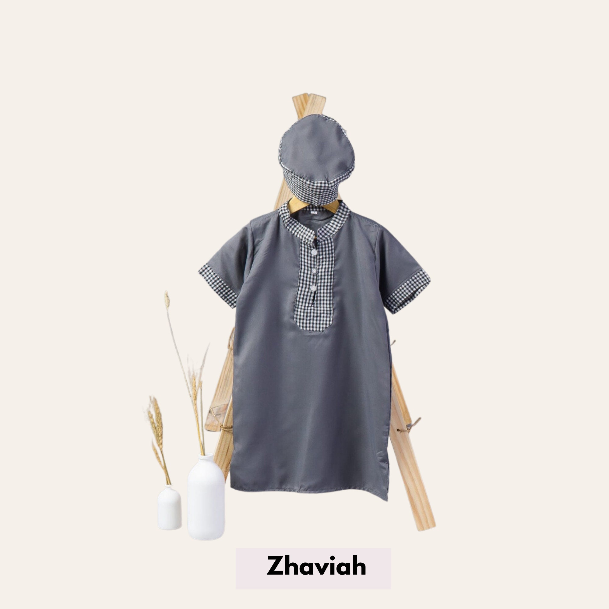 3-6 Months Baby Boy Muslim Thobe Set Arabic Kaftan Head Scarf