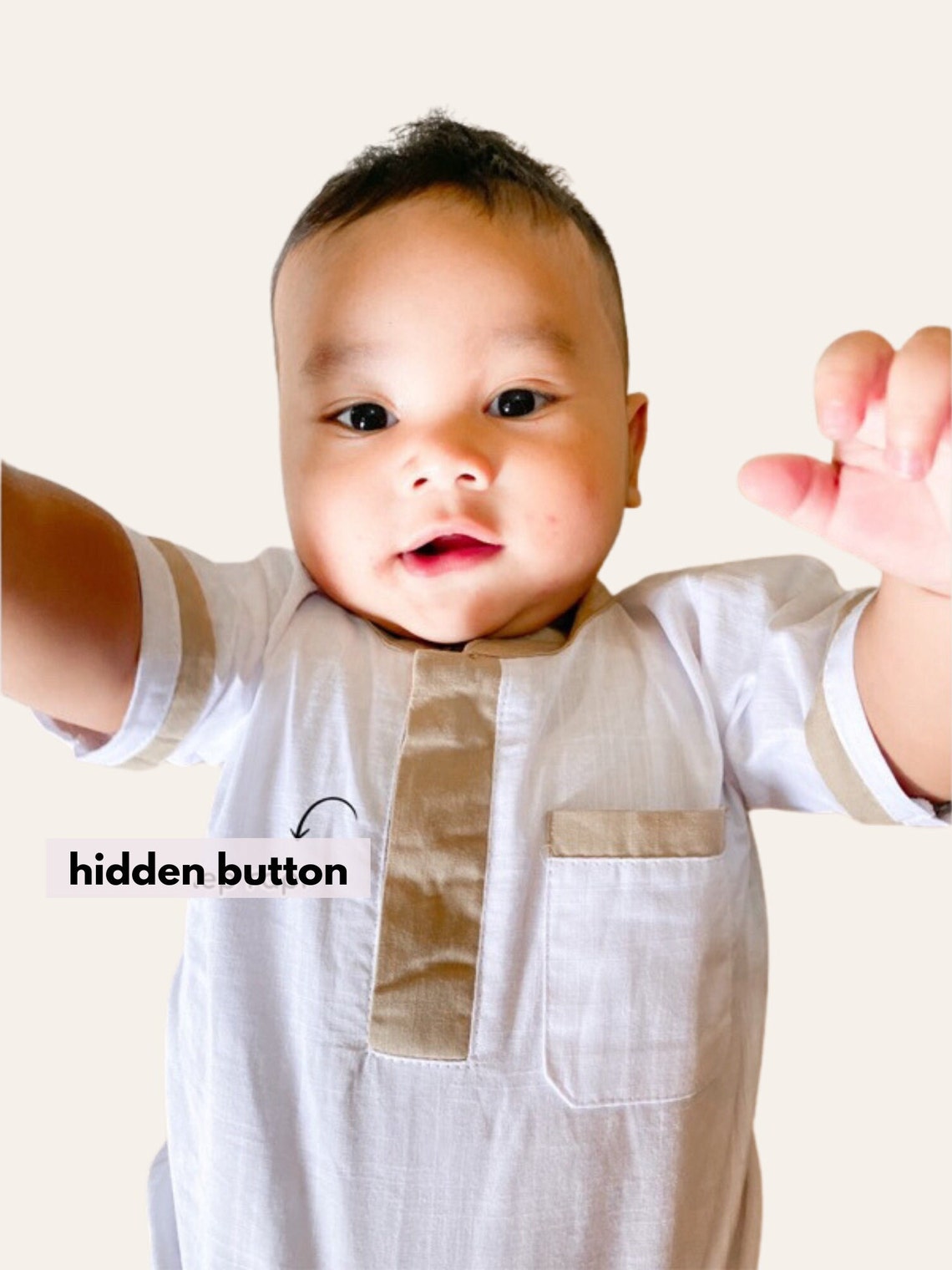 Muslim Baby Boy Thobe Set With Prayer Caps for 0 Months2 Years Old, Islamic Newborn Boys